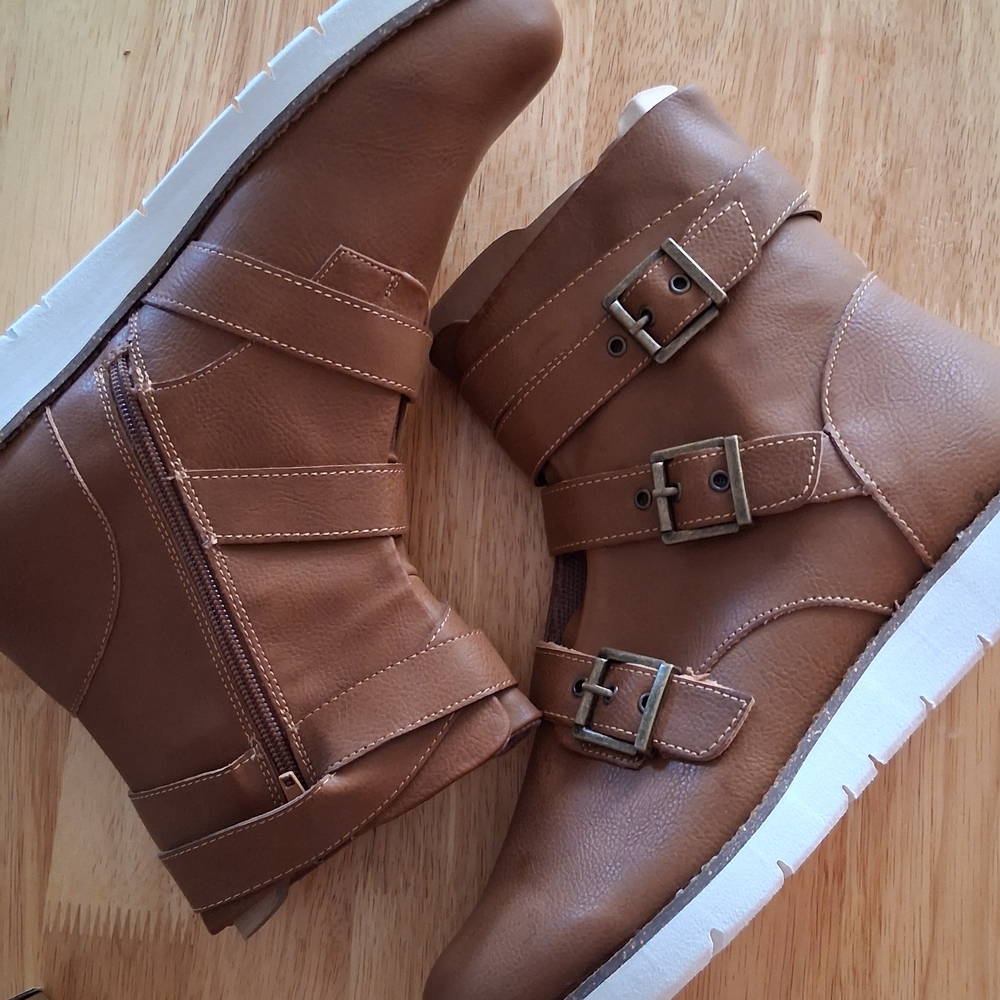 BOC Women's Brown Moto Boots - Picture 2 of 8